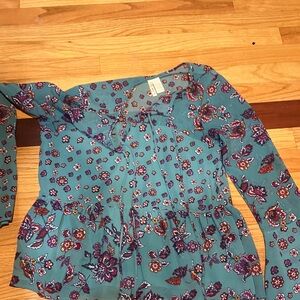 Japna Teal Floral Blouse